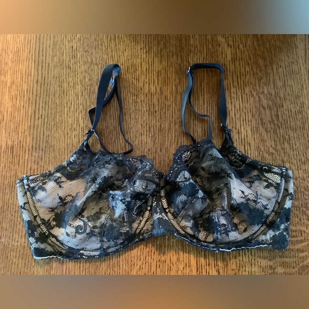 Victorias Secret Bra 38DD Dream Angels Black Unlined Push Up Without Padding